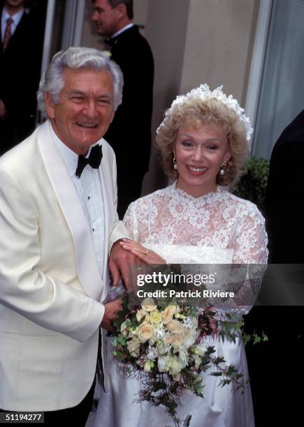 Bob Hawke Prime Minister of Australia marries Blanche D'Alpuget in 1995 in Sydney, Australia.