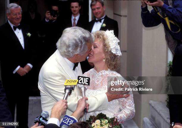 Bob Hawke Prime Minister of Australia marries Blanche D'Alpuget in 1995 in Sydney, Australia.