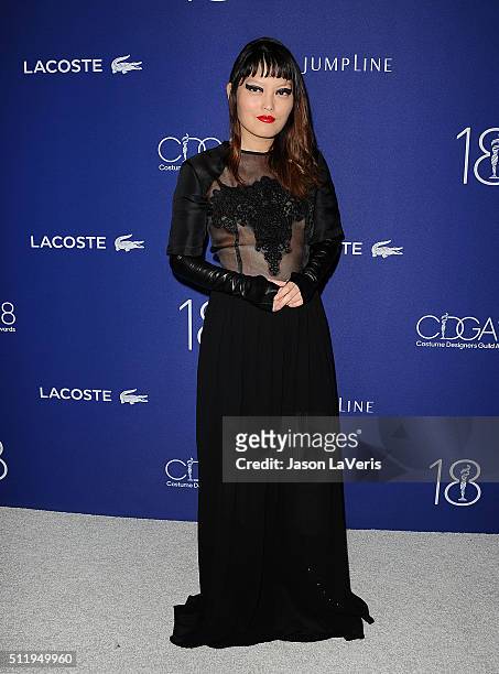Actress Hana Mae Lee attends the 18th Costume Designers Guild Awards at The Beverly Hilton Hotel on February 23, 2016 in Beverly Hills, California.