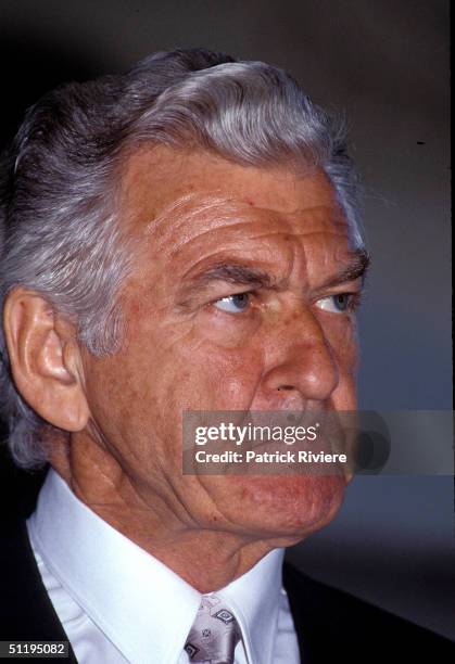 Bob Hawke Prime Minister of Australia at Hawke memoirs launch in 1994 in Sydney, Australia.