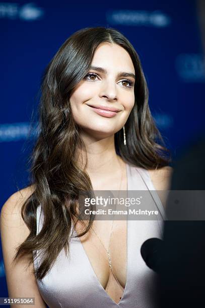 Actress Emily Ratajkowski attends the 18th Costume Designers Guild Awards with Presenting Sponsor LACOSTE at The Beverly Hilton Hotel on February 23,...