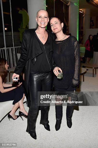 Eve Salvail aka DJ Evalicious and guest attend the 18th Costume Designers Guild Awards with Presenting Sponsor LACOSTE at The Beverly Hilton Hotel on...