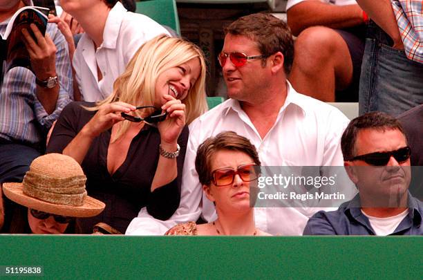 Actor Peter Phelps and pregnant partner Donna Fowkes at the Rod Laver Arena for the sixth day of The Australian Tennis Open in Melbourne, Victoria,...