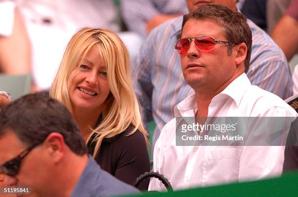 Actor Peter Phelps and pregnant partner Donna Fowkes at the Rod Laver Arena for the sixth day of The Australian Tennis Open in Melbourne, Victoria,...