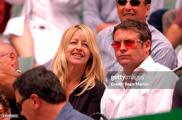 Actor Peter Phelps and pregnant partner Donna Fowkes at the Rod Laver Arena for the sixth day of The Australian Tennis Open in Melbourne, Victoria,...