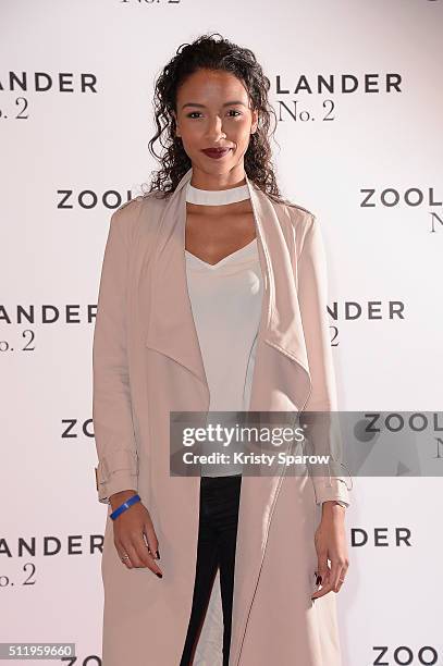 Ex Miss France Flora Coquerel attends the "Zoolander 2" Paris Premiere at Cinema Gaumont Marignan on February 23, 2016 in Paris, France.