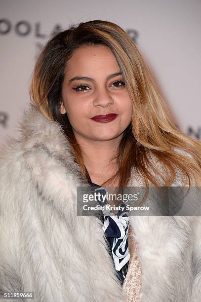 French singer Sindy attends the "Zoolander 2" Paris Premiere at Cinema Gaumont Marignan on February 23, 2016 in Paris, France.