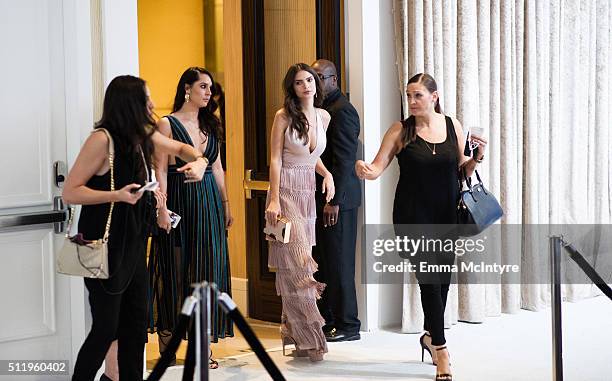 Actress Emily Ratajkowski attends the 18th Costume Designers Guild Awards with Presenting Sponsor LACOSTE at The Beverly Hilton Hotel on February 23,...