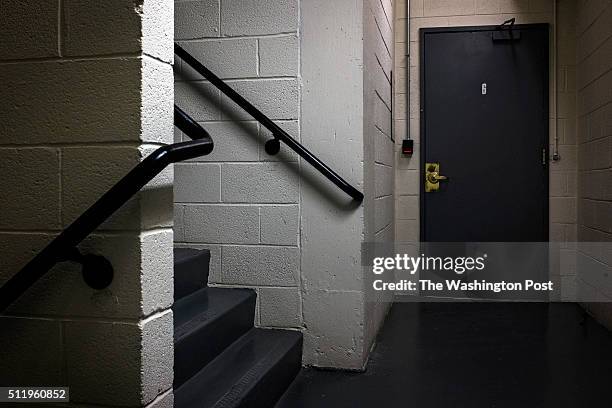 The door used to break into Suite 600 of the Watergate Hotel and Office Building in 1972 is seen from the stairwell in Washington Friday, February...