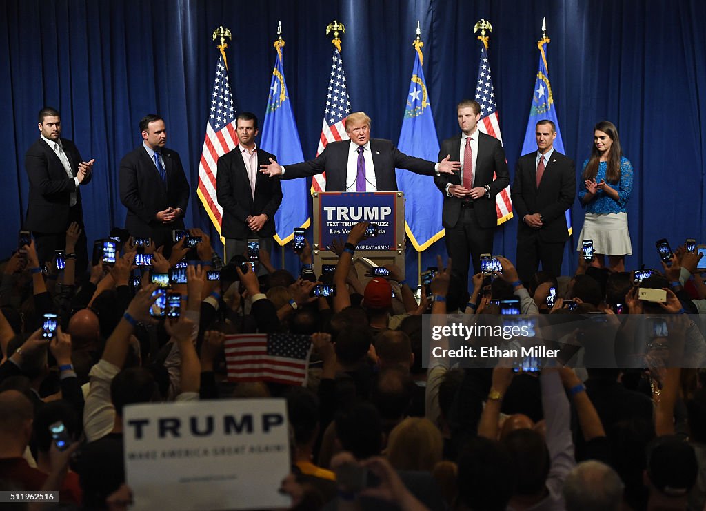 Donald Trump Hosts Nevada Caucus Night Watch Party In Las Vegas