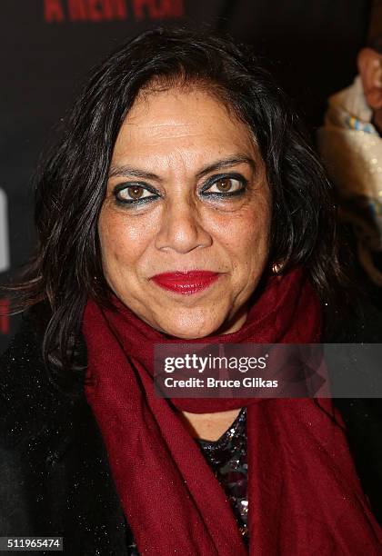 Mira Nair attends the first preview of "Eclipsed" on Broadway at The Golden Theatre on February 23, 2016 in New York City.