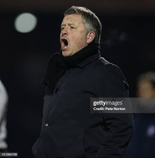 Northampton Town manager Chris Wilder gives instructions during the Sky Bet League Two match between York City and Northampton Town at Bootham...