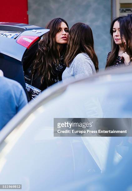 Sara Carbonero is seen leaving the presentation as the new face of 'Piz Buin' at Workshop Experience on February 23, 2016 in Madrid, Spain.