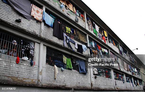 Exterior Windows of the prison La Modelo Prison of Bogotá, Colombia. Colombian General Attorney's Office is investigating more than 100 cases of...
