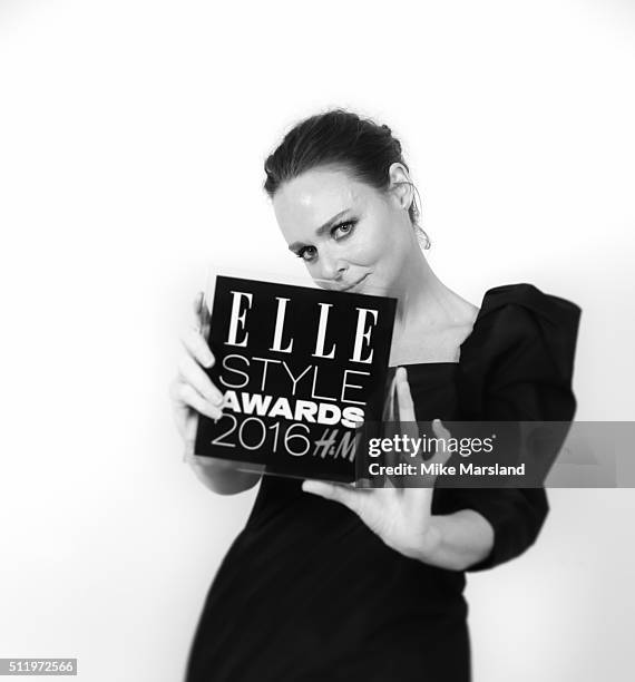 Stella McCartney poses in the winners room at The Elle Style Awards 2016 at tate britain on February 23, 2016 in London, England.