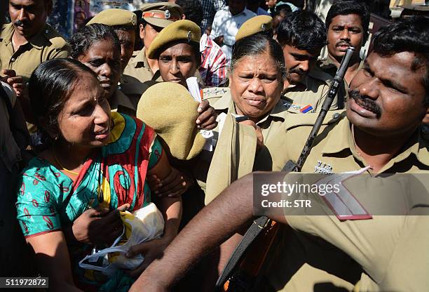 Nalini Sriharan , who was convicted in the assassination case of former prime minister Rajiv Gandhi, attends the cremation of her father Sankara...