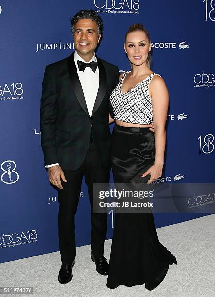 Jaime Camil and Heidi Balvanera attend the 18th Costume Designers Guild Awards at The Beverly Hilton Hotel on February 23, 2016 in Beverly Hills,...