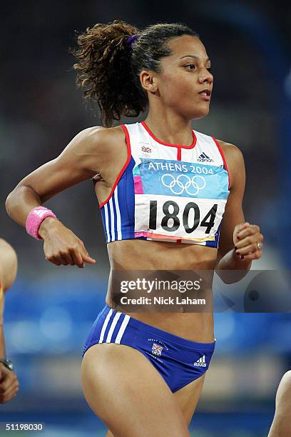 Joanne Fenn of Great Britain competes in the women's 800 metre event on August 20, 2004 during the Athens 2004 Summer Olympic Games at the Olympic...