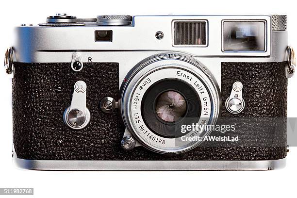 leica classic m2 vintage  film camera circa 1962front view - leica camera stock pictures, royalty-free photos & images