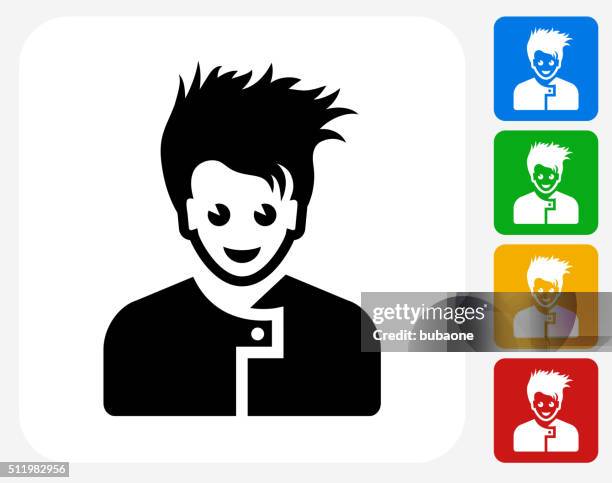 female face icon flat graphic design - yellow jacket stock illustrations
