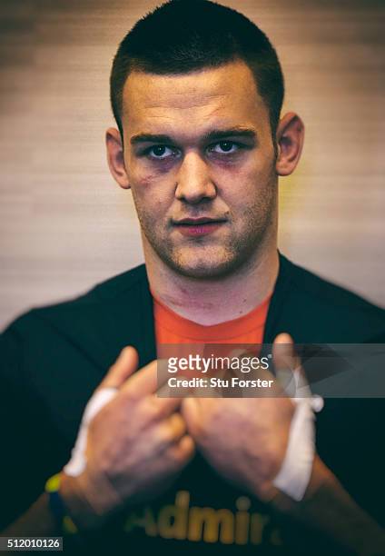 Wales player Dan Lydiate faces the media during a Wales Press conference ahead of their RBS Six Nations match against France, at The Vale Hotel on...