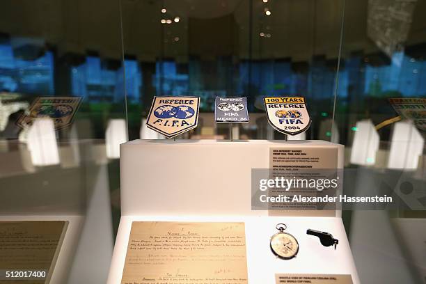 General view at the exhibition hall of the FIFA World Football Museum on January 12, 2016 in Zurich, Switzerland.