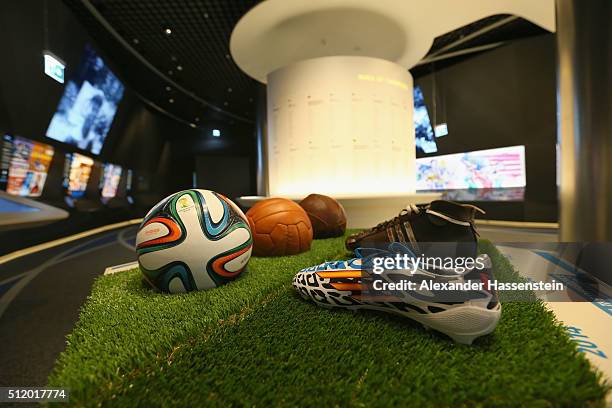 General view at the exhibition hall of the FIFA World Football Museum on January 12, 2016 in Zurich, Switzerland.