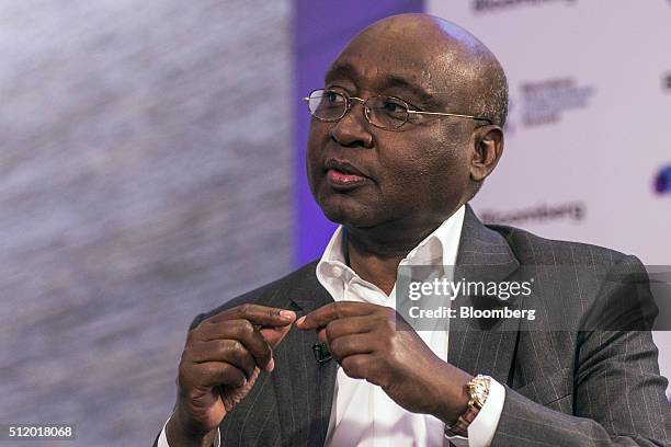 Donald Kaberuka, former president of the African Development Bank, speaks during a panel session at the Bloomberg Africa Business And Economic Summit...
