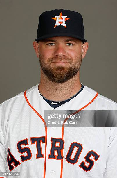 Evan Gattis of the Houston Astros poses on photo day at Osceola County Stadium on February 24, 2016 in Kissimmee, Florida.