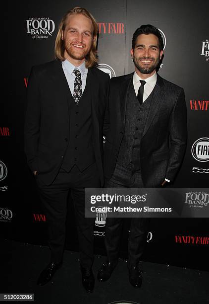 Actors Wyatt Russell and Tyler Hoechlin attend the Vanity Fair And FIAT Toast To 'Young Hollywood' at Chateau Marmont on February 23, 2016 in Los...