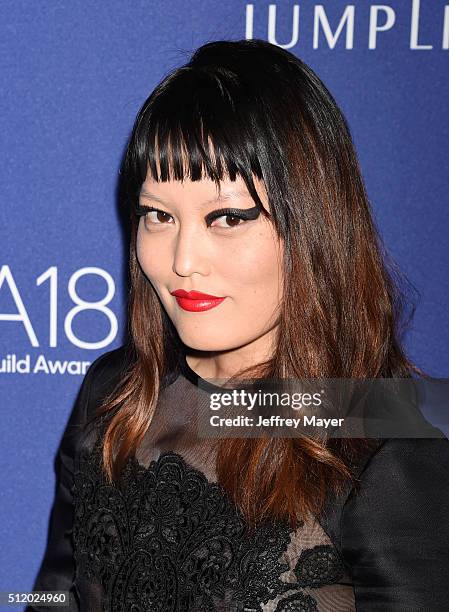 Actress Hana Mae Lee attends the 18th Costume Designers Guild Awards at The Beverly Hilton Hotel on February 23, 2016 in Beverly Hills, California.