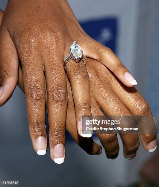Actress Traci Bingham displays her engagement ring at Project Angel Food's 11th Annual Angel Awards Gala at Project Angel Food Headquarters on August...