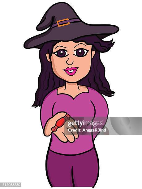 witch giving candy - magic hat white background stock illustrations