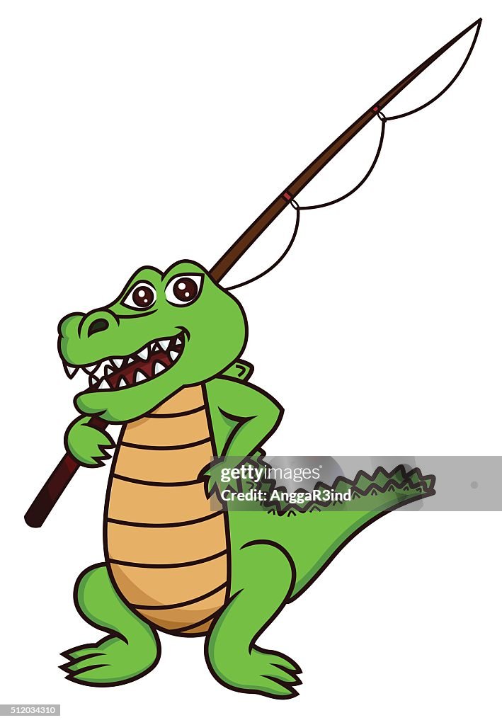 Vector Croc Fishhing Crocodile With Fishing Rod High-Res Vector Graphic - Getty Images