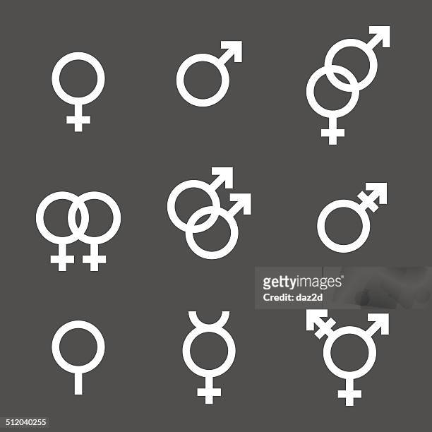 stockillustraties, clipart, cartoons en iconen met gender symbol set - onbekend geslacht