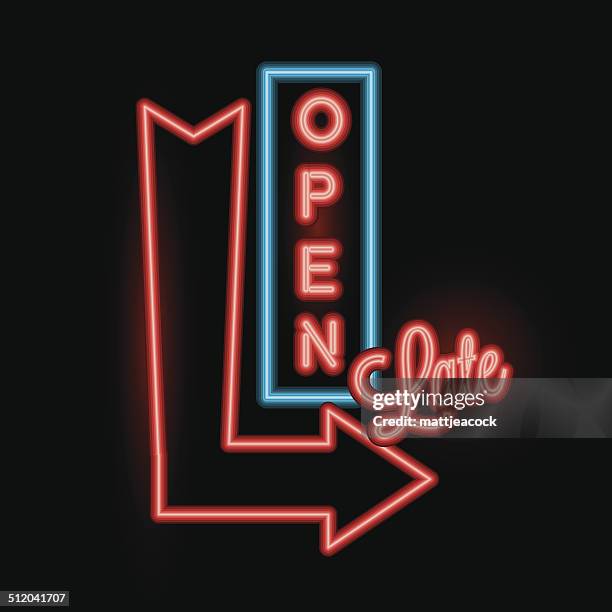 neon open sign - neon open sign stock illustrations