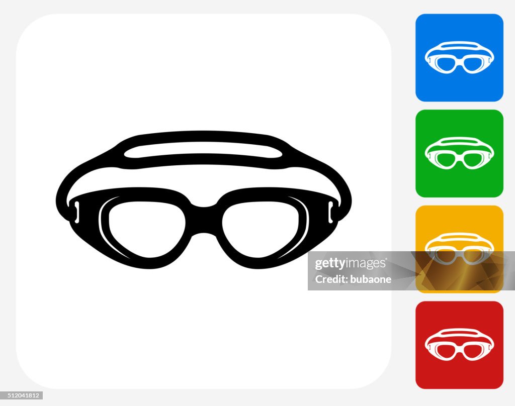 Swimming Goggles Icon Flat Graphic Design