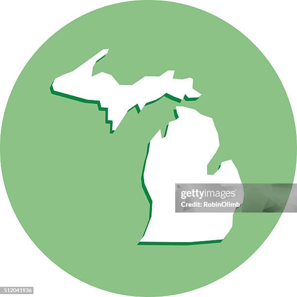 stockillustraties, clipart, cartoons en iconen met michigan round map icon - michigan