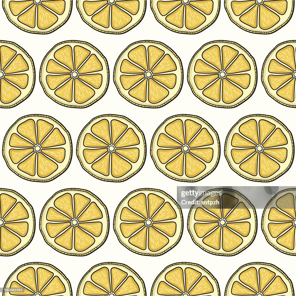 Seamless pattern with yellow lemons. Vector illustration.