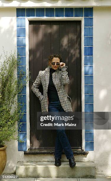 Participant samples the fasions at the "Nina Morris Trunk Show" at Patric Reeves' home August 21, 2004 in Los Feliz, California.