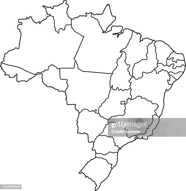 stockillustraties, clipart, cartoons en iconen met brazil map outline white background - cartografie
