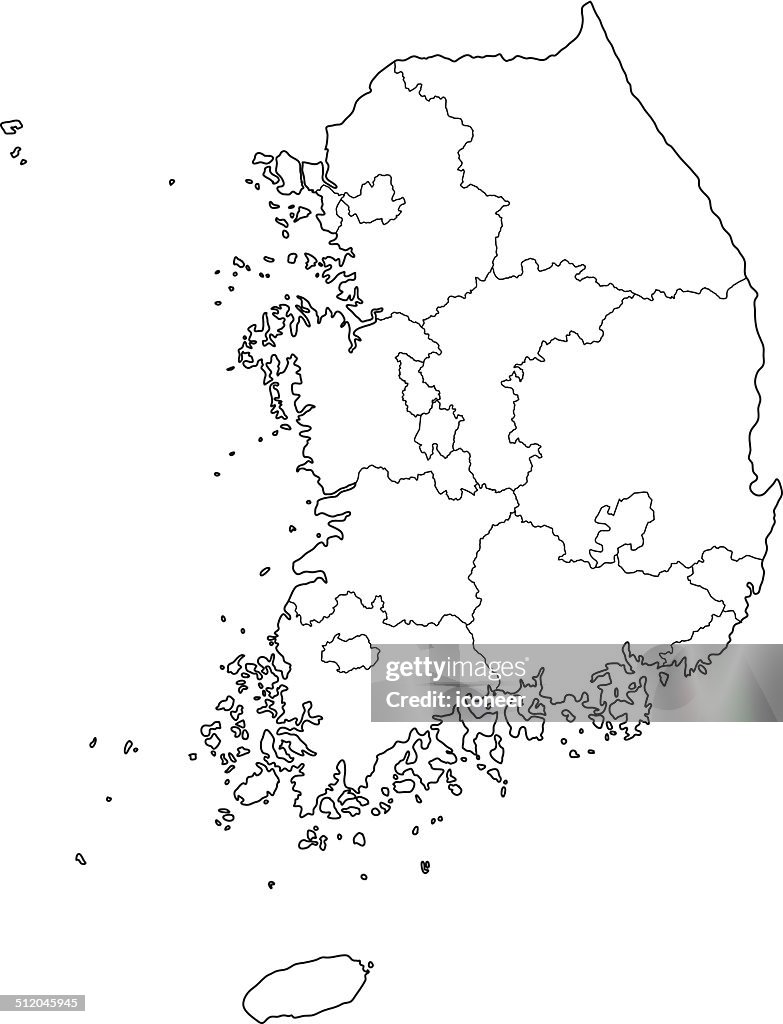 Corea del Sur mapa Resumen fondo blanco