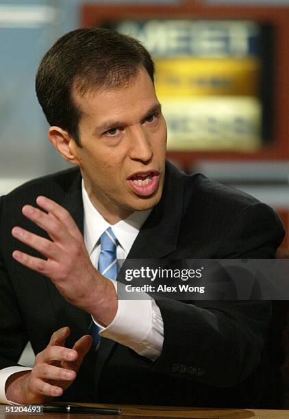 Ken Mehlman, campaign manager of the Bush-Cheney campaign, speaks on NBC's "Meet the Press" during a taping at the NBC Studios August 22, 2004 in...