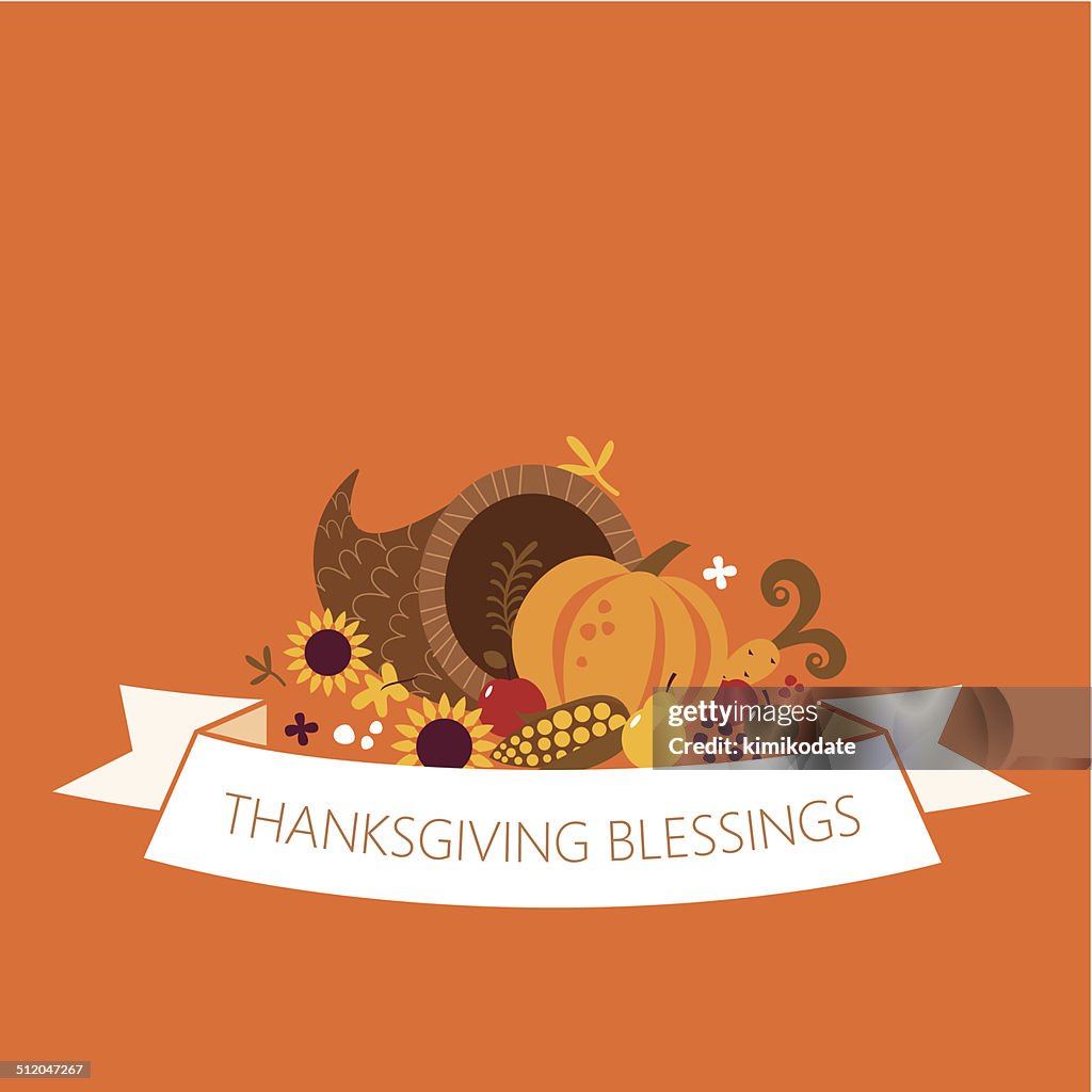 Happy Thanksgiving cornucopia banner