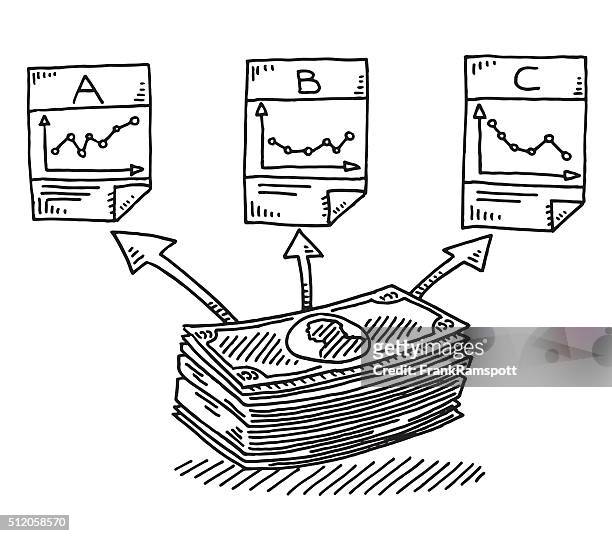 asset allocation finance investment drawing - frank ramspott arrow stock illustrations