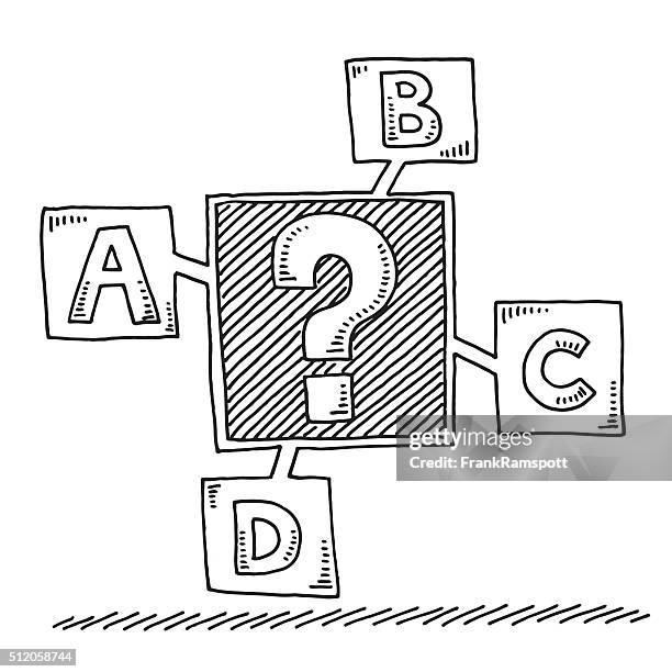 question mark uncertainty four options drawing - question mark white background stock illustrations