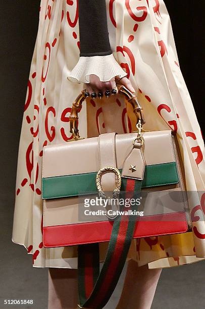 Accessories bag detail on the runway at the Gucci Autumn Winter 2016 fashion show during Milan Fashion Week on February 24, 2016 in Milan, Italy.