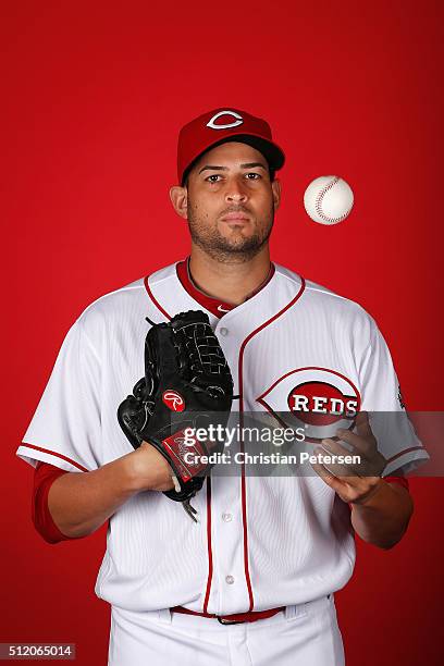 Pitcher Jonathan Sanchez of the Cincinnati Reds poses for a portrait during spring training photo day at Goodyear Ballpark on February 24, 2016 in...