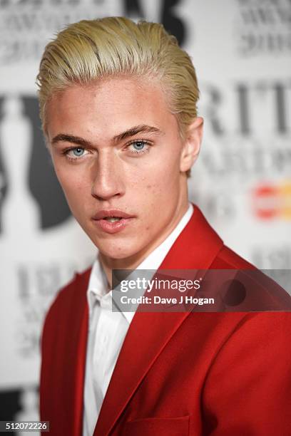 Lucky Blue Smith attends the BRIT Awards 2016 at The O2 Arena on February 24, 2016 in London, England.