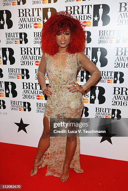 Fleur East poses in the winners room at the BRIT Awards 2016 at The O2 Arena on February 24, 2016 in London, England.